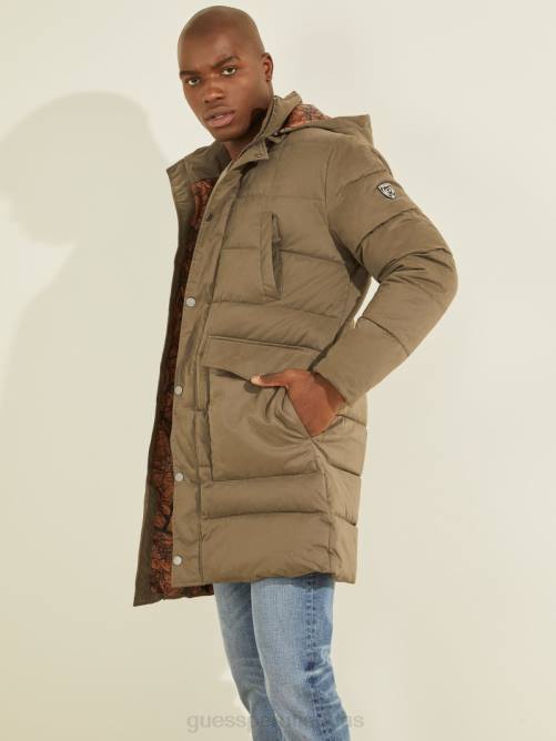 GUESS chaqueta acolchada de nailon alta hombres 0P8X4154 marrón general vestir