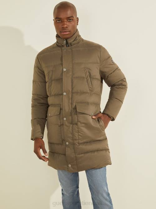 GUESS chaqueta acolchada de nailon alta hombres 0P8X4154 marrón general vestir