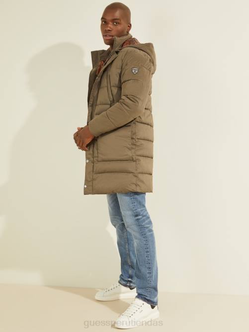 GUESS chaqueta acolchada de nailon alta hombres 0P8X4154 marrón general vestir
