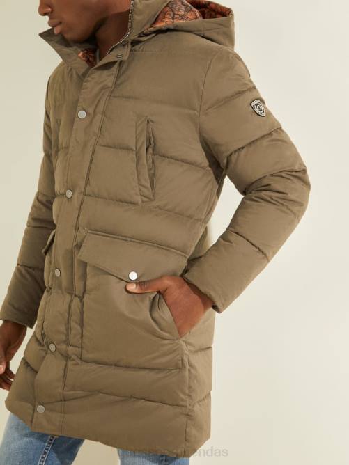 GUESS chaqueta acolchada de nailon alta hombres 0P8X4154 marrón general vestir