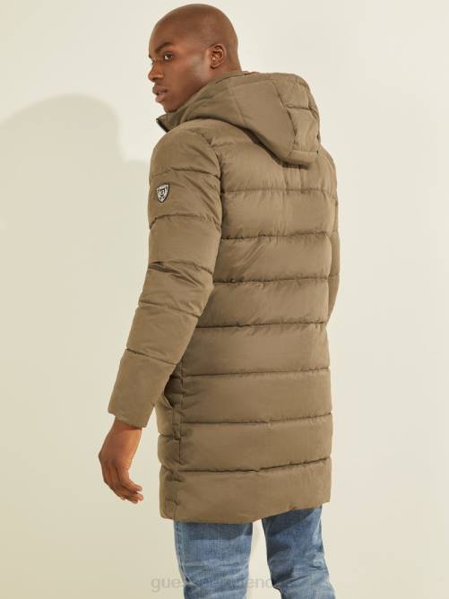 GUESS chaqueta acolchada de nailon alta hombres 0P8X4154 marrón general vestir
