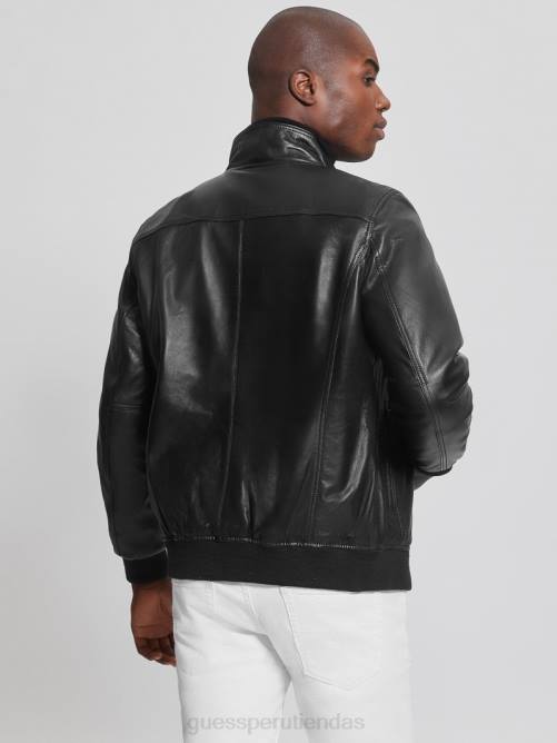 GUESS chaqueta de cuero suave hombres 0P8X3953 negro vestir