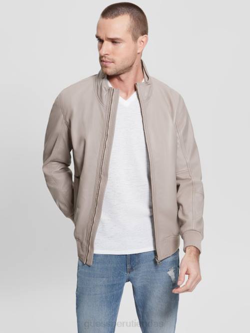 GUESS chaqueta de cuero suave hombres 0P8X3961 piedra de pasadena vestir