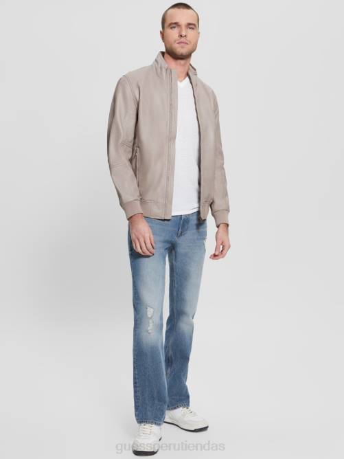 GUESS chaqueta de cuero suave hombres 0P8X3961 piedra de pasadena vestir