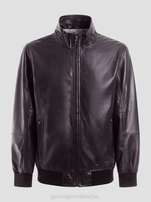 GUESS chaqueta de cuero suave hombres 0P8X4139 corteza marrón vestir