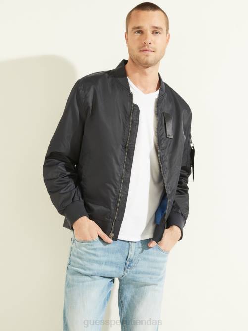 GUESS chaqueta de vuelo de nailon hombres 0P8X4115 azul elegante vestir
