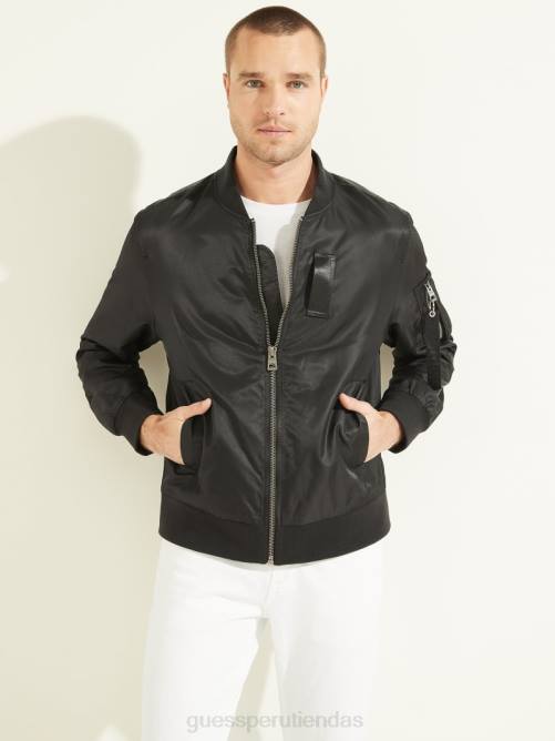 GUESS chaqueta de vuelo de nailon hombres 0P8X4118 negro vestir