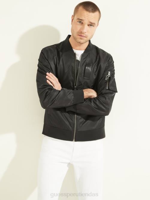 GUESS chaqueta de vuelo de nailon hombres 0P8X4118 negro vestir
