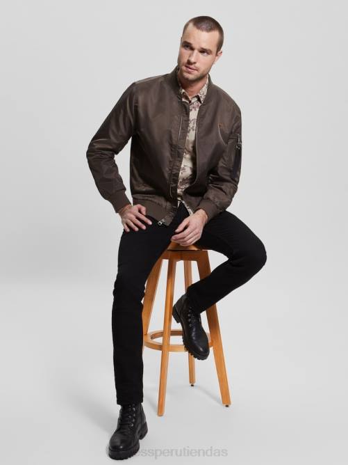 GUESS chaqueta de vuelo de nailon hombres 0P8X4159 chocolate de algarroba vestir