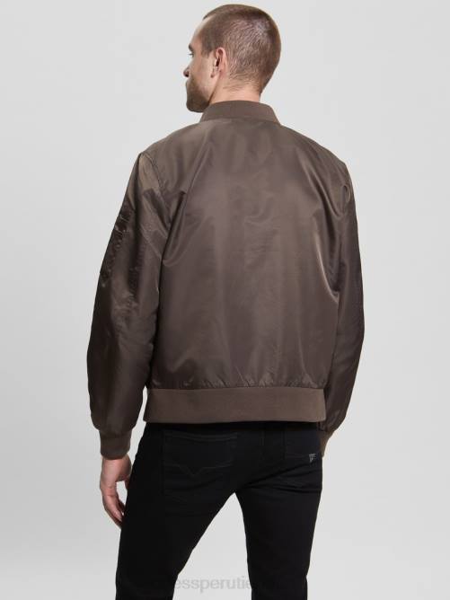 GUESS chaqueta de vuelo de nailon hombres 0P8X4159 chocolate de algarroba vestir