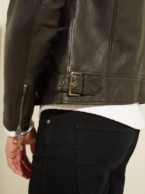 GUESS chaqueta motera de cuero hombres 0P8X4116 negro vestir