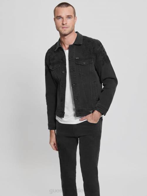 GUESS chaqueta vaquera con bordado dillon hombres 0P8X4185 floral negro azabache vestir