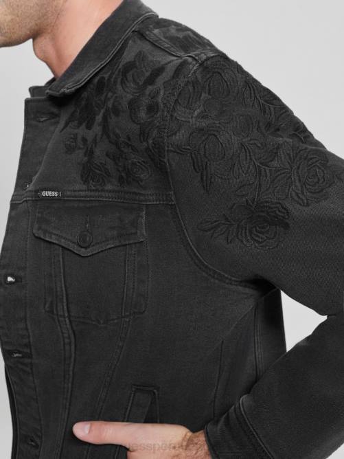 GUESS chaqueta vaquera con bordado dillon hombres 0P8X4185 floral negro azabache vestir