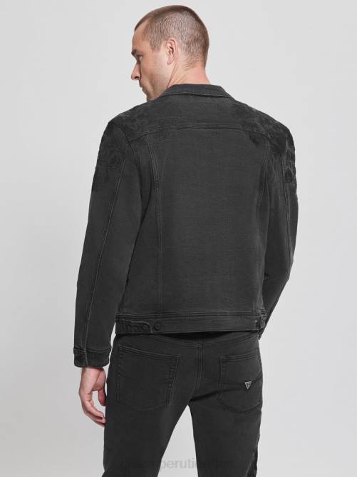 GUESS chaqueta vaquera con bordado dillon hombres 0P8X4185 floral negro azabache vestir