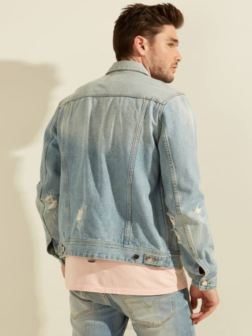 GUESS chaqueta vaquera con lavado claro dillon hombres 0P8X4053 lavado ligero vestir