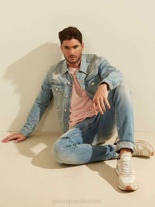 GUESS chaqueta vaquera con lavado claro dillon hombres 0P8X4053 lavado ligero vestir
