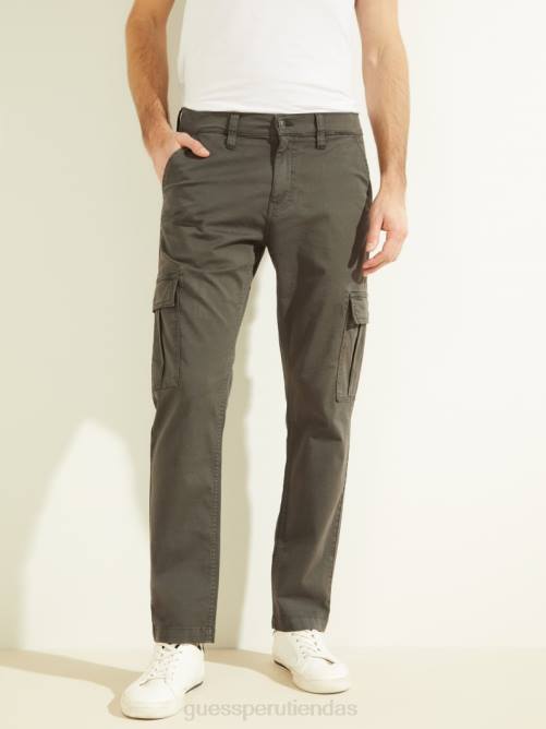GUESS pantalones cargo clásicos lonta hombres 0P8X4128 verde cazador multi vestir