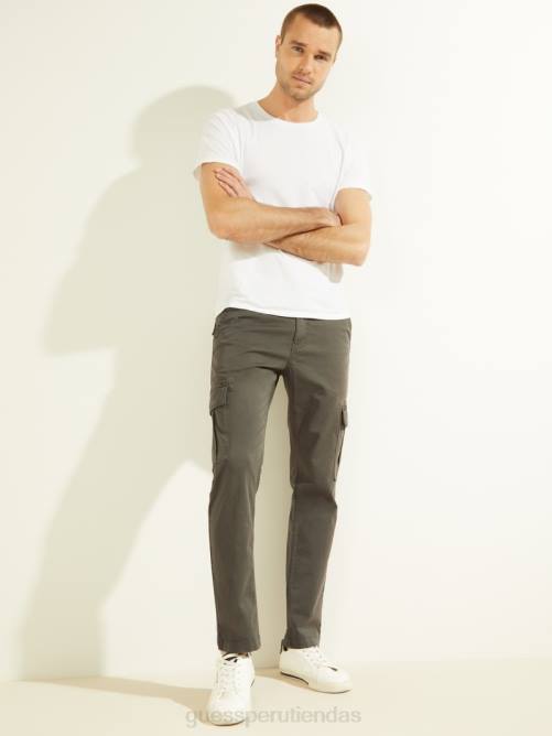 GUESS pantalones cargo clásicos lonta hombres 0P8X4128 verde cazador multi vestir