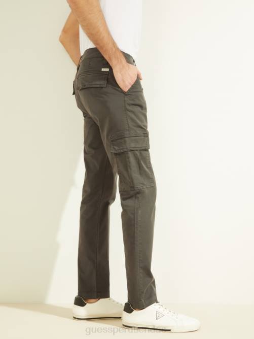 GUESS pantalones cargo clásicos lonta hombres 0P8X4128 verde cazador multi vestir