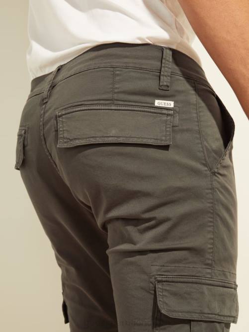 GUESS pantalones cargo clásicos lonta hombres 0P8X4128 verde cazador multi vestir