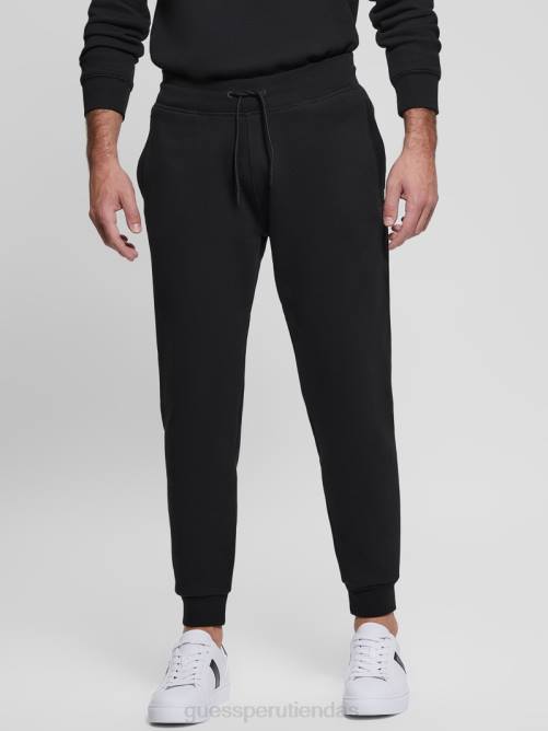 GUESS pantalones ecológicos con logo Aldwin hombres 0P8X3972 negro vestir
