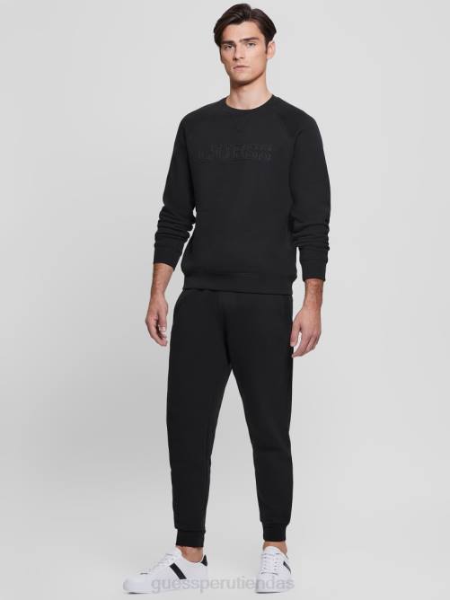 GUESS pantalones ecológicos con logo Aldwin hombres 0P8X3972 negro vestir