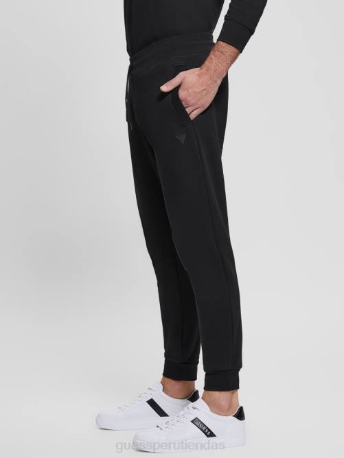 GUESS pantalones ecológicos con logo Aldwin hombres 0P8X3972 negro vestir