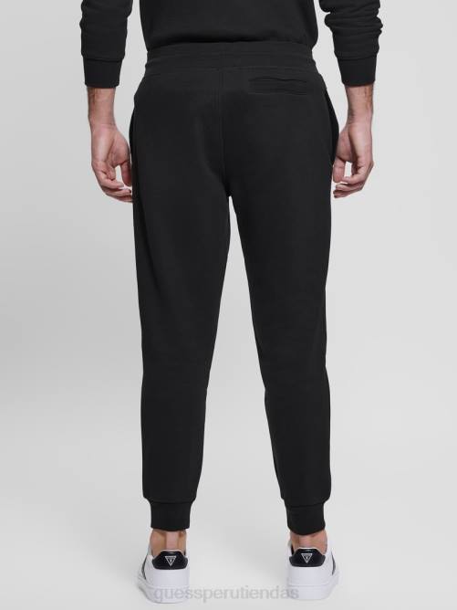 GUESS pantalones ecológicos con logo Aldwin hombres 0P8X3972 negro vestir