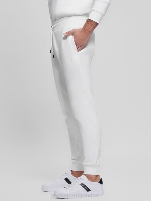 GUESS pantalones ecológicos con logo Aldwin hombres 0P8X4166 blanco/desgastado vestir
