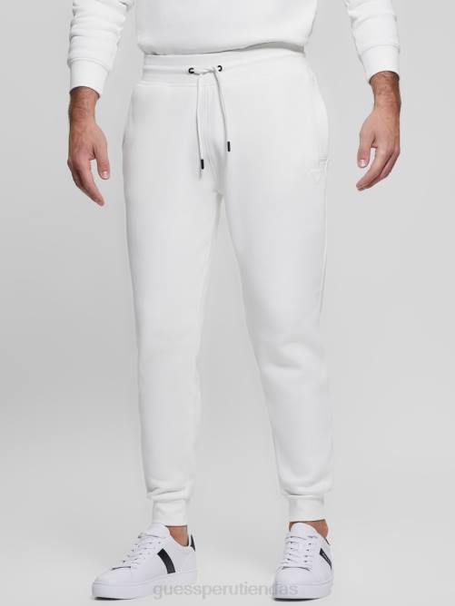 GUESS pantalones ecológicos con logo Aldwin hombres 0P8X4166 blanco/desgastado vestir