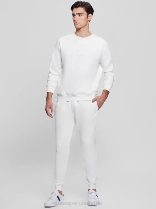GUESS pantalones ecológicos con logo Aldwin hombres 0P8X4166 blanco/desgastado vestir