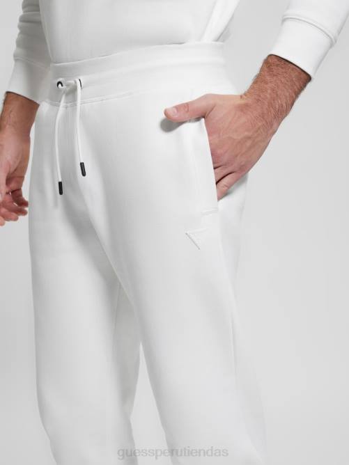GUESS pantalones ecológicos con logo Aldwin hombres 0P8X4166 blanco/desgastado vestir