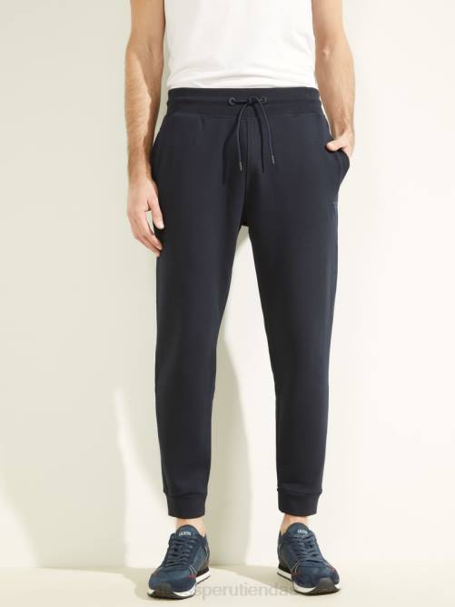 GUESS pantalones ecológicos con logo Aldwin hombres 0P8X4170 marino profundo vestir