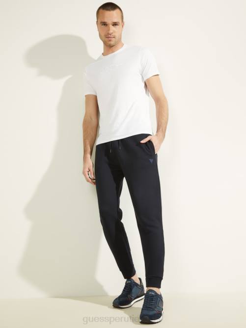 GUESS pantalones ecológicos con logo Aldwin hombres 0P8X4170 marino profundo vestir