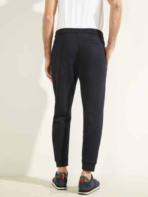 GUESS pantalones ecológicos con logo Aldwin hombres 0P8X4170 marino profundo vestir
