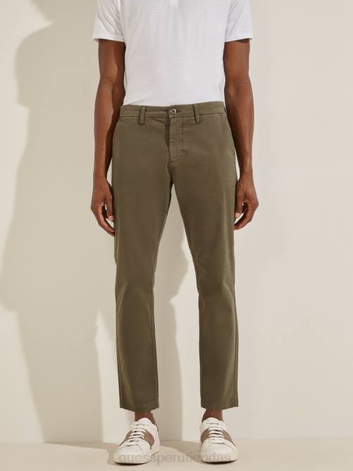 GUESS pantalones pitillo de sarga myron hombres 0P8X4152 mañana oliva vestir