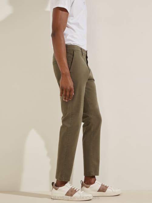 GUESS pantalones pitillo de sarga myron hombres 0P8X4152 mañana oliva vestir