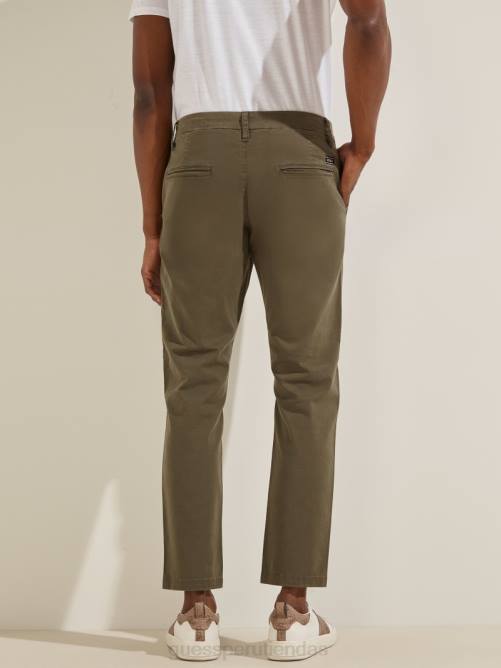 GUESS pantalones pitillo de sarga myron hombres 0P8X4152 mañana oliva vestir