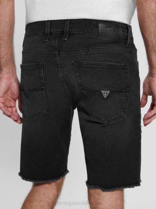 GUESS shorts de mezclilla de corte estándar con roturas y reparaciones hombres 0P8X3996 negro sable vestir