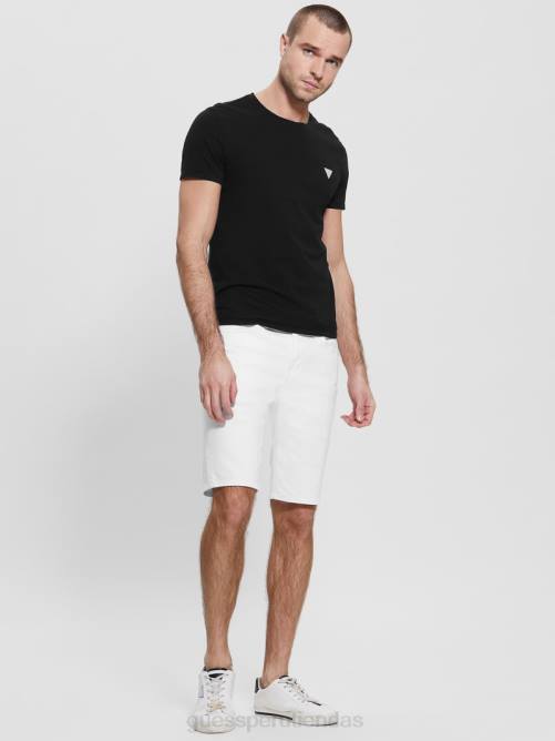 GUESS shorts de mezclilla desgastados y delgados hombres 0P8X3998 blanco óptico destruir vestir