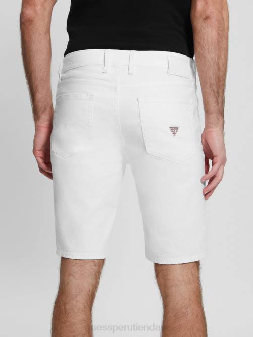 GUESS shorts de mezclilla desgastados y delgados hombres 0P8X3998 blanco óptico destruir vestir