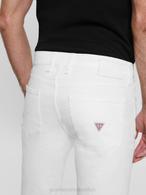 GUESS shorts de mezclilla desgastados y delgados hombres 0P8X3998 blanco óptico destruir vestir