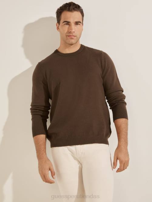 GUESS suéter eco liam con cuello redondo hombres 0P8X4155 brownie de chocolate vestir