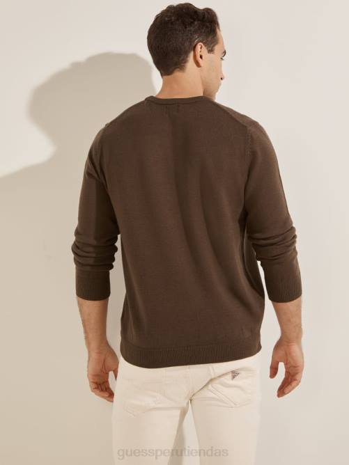 GUESS suéter eco liam con cuello redondo hombres 0P8X4155 brownie de chocolate vestir