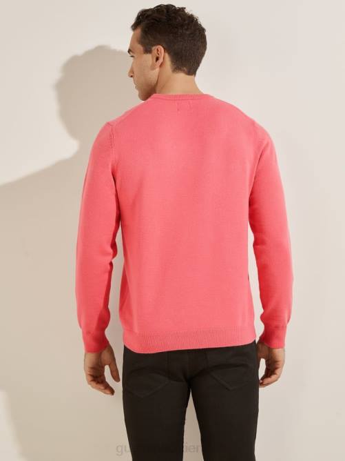 GUESS suéter eco liam con cuello redondo hombres 0P8X4174 rosa deriva vestir