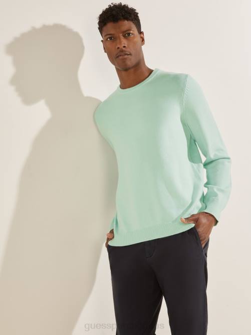 GUESS suéter eco liam con cuello redondo hombres 0P8X4175 menta suave vestir