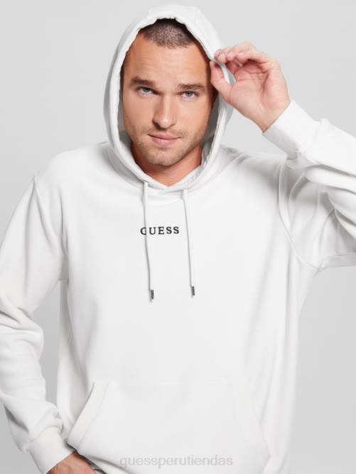 GUESS sudadera con capucha de terciopelo unida hombres 0P8X4176 sal blanca vestir