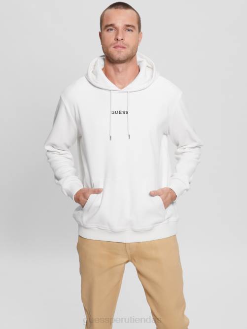GUESS sudadera con capucha de terciopelo unida hombres 0P8X4176 sal blanca vestir