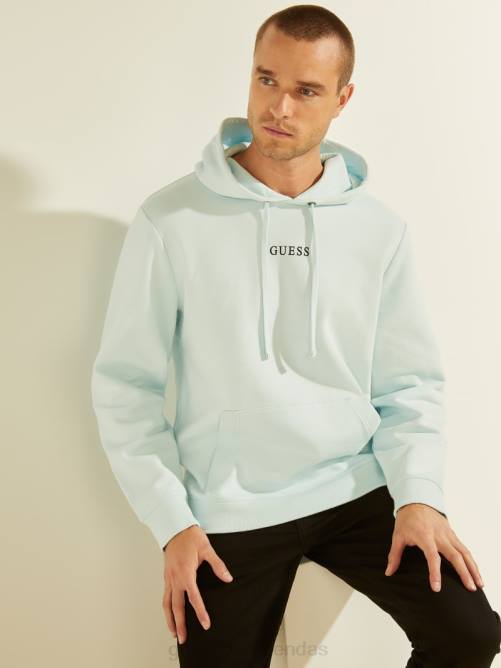 GUESS sudadera con capucha y logo eco roy hombres 0P8X4025 marsella azul vestir