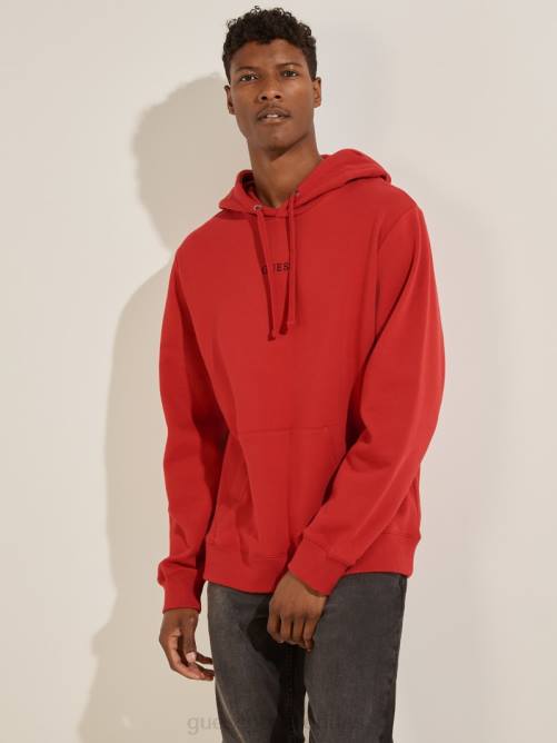 GUESS sudadera con capucha y logo eco roy hombres 0P8X4052 chile rojo vestir